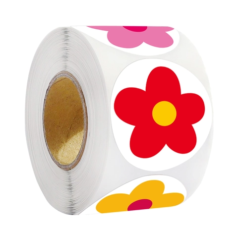 Multicolor Floral Pattern Round Reward Stickers For Kids Toys Gift Decoration Self Adhesive Adhesive Copperplate Paper Stickers