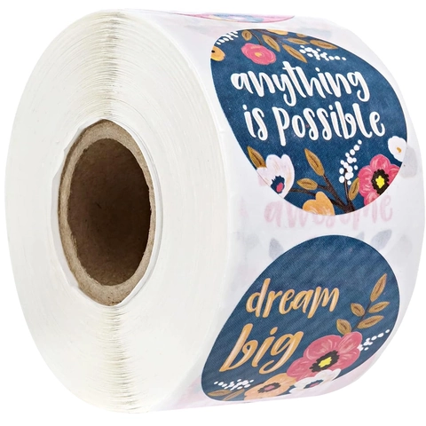 Rotolo di Adesivi Ispiratori Floreali 500 Pezzi Etichette Decorative con Motivi Floreali per Confezioni Regalo Buste Fai da Te