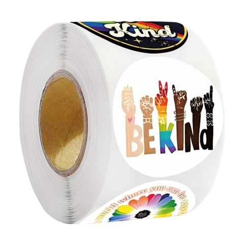 Autocollants Ronds Motivants Be Kind pour Emballage Cadeau Scrapbooking DIY Artisanat Étiquettes Adhésives Multi-Motifs