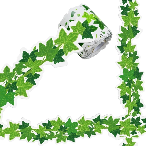 Waterproof Eucalyptus Ivy Leaf Bulletin Board Border Roll Botanical Scalloped Edge Decorative Classroom Office Display Stickers
