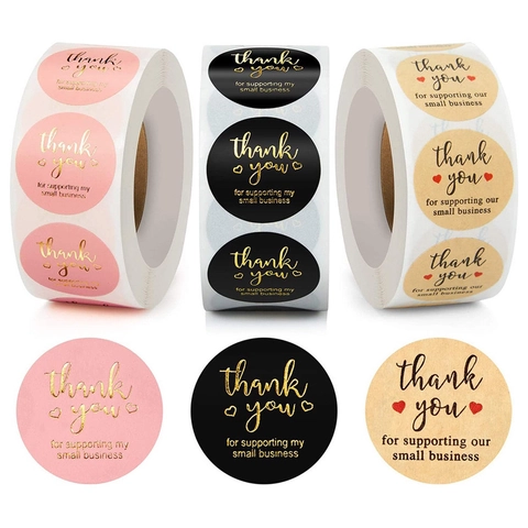 Rotondi Thank You For Supporting My Small Business Adesivi Rotolo per Pasticceria Confezioni Regalo Decorazione Imballaggio Fatto a Mano