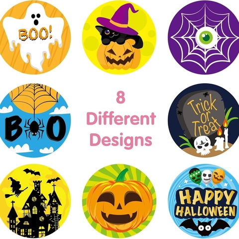 Adesivi a Rotolo a Cartoni Animati per Halloween Zucca Fantasma Pipistrello Etichette Decorative Autoadesive per Regali Feste Bambini