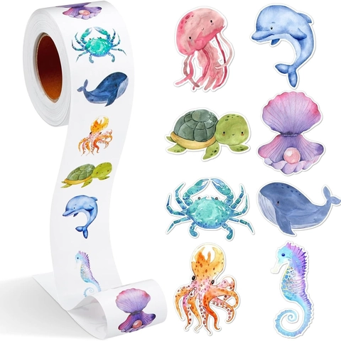 Adesivi in Acquerello Cartoni Animati Animali Dinosauri Oceano per Bambini Regalo Ricompensa Insegnante Scrapbooking Decorativi