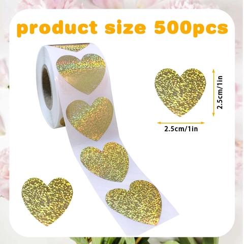 Adesivi a Cuore Olografici Brillantini Etichette Sigillanti Decorative per San Valentino Confezioni Regalo Matrimonio Fai da Te