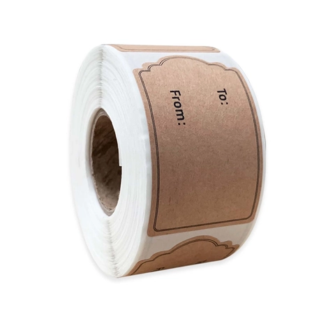 Kraft Paper Gift Labels Stickers To From Adhesive Packaging Tags Vintage Border For Present Wrapping Holiday Mailing