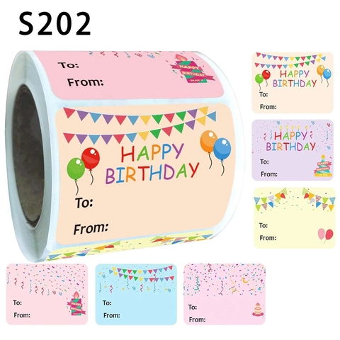 Happy Birthday Selbstklebende Aufkleber To From Namensschilder Ballon Wimpel Muster Für Geschenkverpackung Siegel Deko