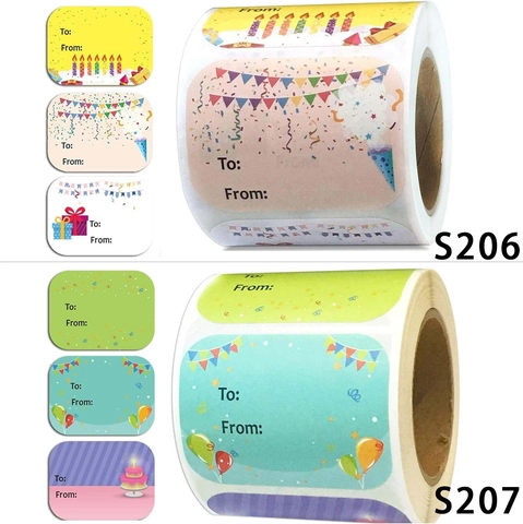 Happy Birthday Gift Labels To From Name Tags For Birthday Party Gift Wrapping Sealing Stickers Cartoon Colorful Decor