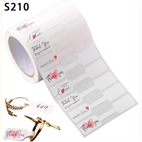 Coated Paper Jewelry Price Tags Self Adhesive Stickers Handmade With Love Labels For Rings Necklaces Marking S210