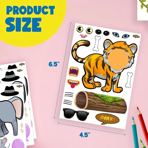 DIY Cartoon Dier Expressie Stickers Maak Een Gezicht Creatieve Jungle Dierentuin Dieren Mix Match Stickervellen Voor Kinderen Knutsel Speelgoed