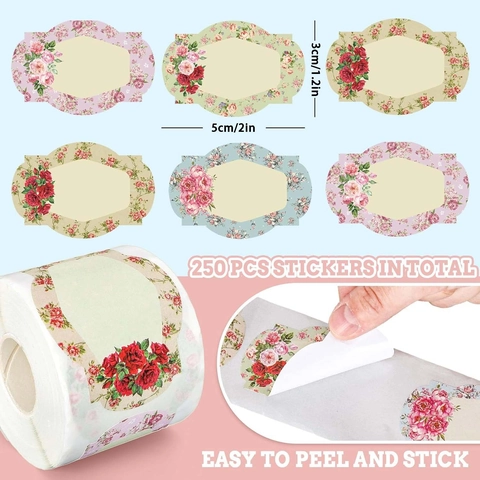 Vintage Floral Thank You Stickers Decorative Self-Adhesive Flower Labels For Gift Wrapping Scrapbooking DIY Decor