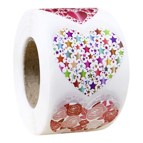 Étiquettes Autocollantes Multicolores en Forme de Cœur pour Emballage Cadeau Scellage Décoration Scrapbooking Fournitures de Loisirs Créatifs