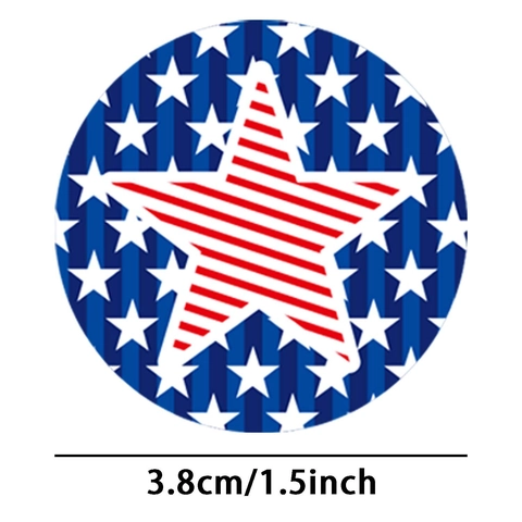 Rouleau Autocollants Étoile Drapeau Américain Patriotique Rouge Blanc Bleu Étiquettes Rondes Pour Décoration Jour Indépendance Cadeau