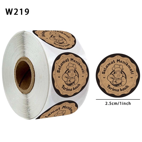 Kraft Paper Thank You Labels Round Cartoon Chef Baking Decoration For Food Packaging Gift Sealing Stationery Supplies