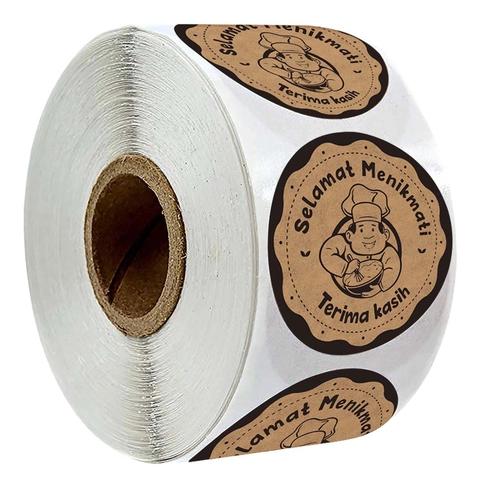 Kraft Paper Thank You Labels Round Cartoon Chef Baking Decoration For Food Packaging Gift Sealing Stationery Supplies