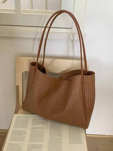 Vintage Gewebte PU-Leder Tote Bag Große Kapazität Unterarm Schultertasche Minimalistische Lässige Handtasche Für Damen