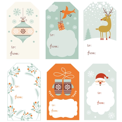 Autocollants D'étiquettes De Cadeau De Noël Papier Kraft Adhésif To From Étiquettes Pour Cadeaux De Vacances Père Noël Renne