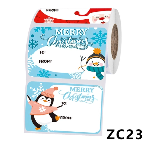Merry Christmas Carta Kraft Etichette Adesive Cartone Animato Babbo Natale Pupazzo di Neve Carattere Adesivi Decorativi per Regali