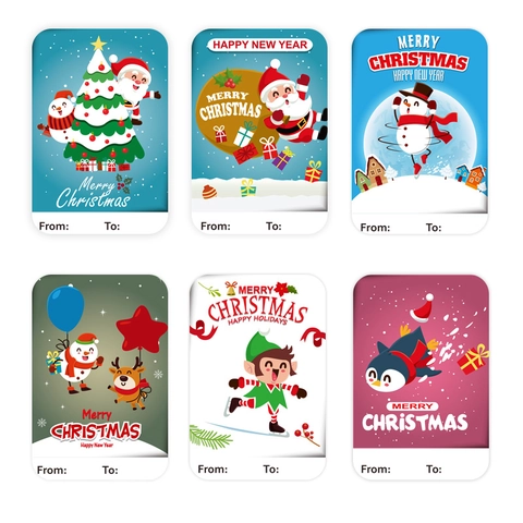 Christmas Holiday Gift Label Stickers Kraft Paper Self Adhesive Merry Christmas Tags For Gift Wrapping Festive Stickers