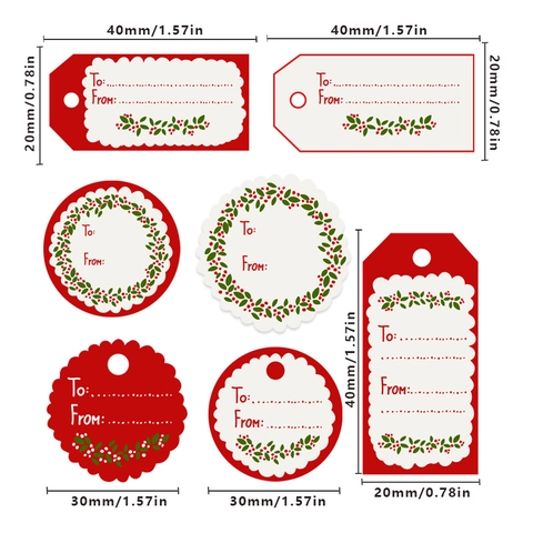 Adesivi Etichette Regalo di Natale Carta Kraft To From Etichette Decorative per Pacchetti Bacche di Agrifoglio Ghirlanda