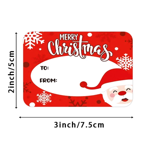Christmas Gift Label Stickers Roll Santa Snowman Pattern Self Adhesive Kraft Paper Decorative To From Tags Holiday Decor