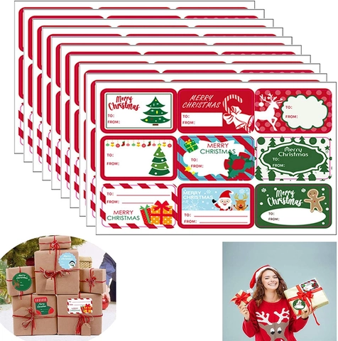 Christmas Gift Label Stickers Kraft Paper Self Adhesive To From Name Tags For Holiday Presents Wrapping Decoration