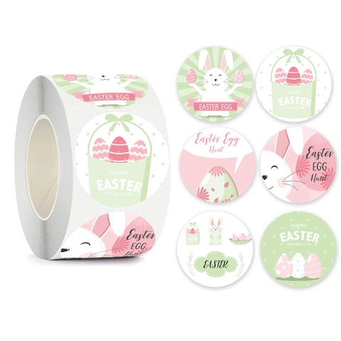 Cartoon Bunny Egg Pattern Easter Stickers Per Roll For Gift Sealing Decoration Festive Party Favors Reward Labels For Kids