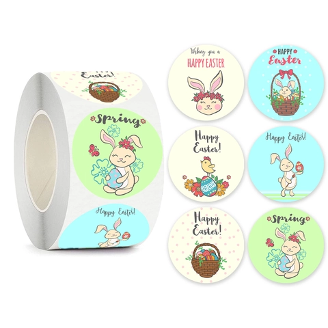 Cartoon Frohe Ostern Belohnungsaufkleber Selbstklebende Etiketten Rolle Hase Ei Muster Für Kinder Scrapbooking Schreibwaren Deko
