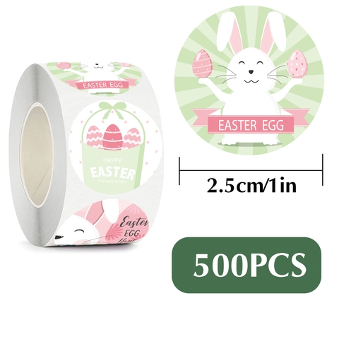 Cartoon Bunny Egg Pattern Easter Stickers Per Roll For Gift Sealing Decoration Festive Party Favors Reward Labels For Kids