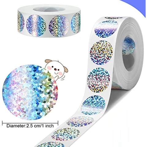 Adesivi Olografici Rotondi Laser Da Grattare Per Giochi Della Lotteria DIY Biglietti Augurali Fatti A Mano Etichette Sorpresa Accessorio Cancelleria