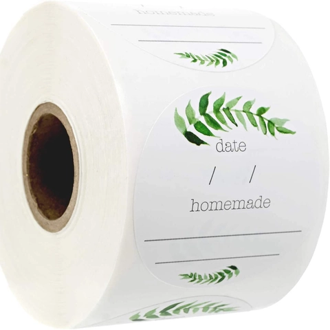 Kraft Paper Canning Labels For Homemade Food Jar Storage Stickers Round Floral Self Adhesive Baking Decoration Gift Label Roll