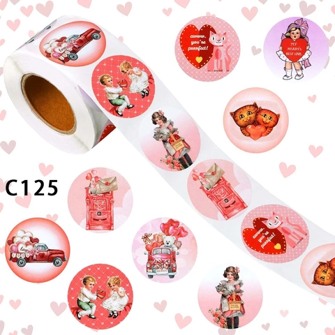 Herz Valentinstag Aufkleber Rolle Retro Dekorative Versiegelung Etiketten Für Geschenkbox Umschlag Grußkarten Basteln