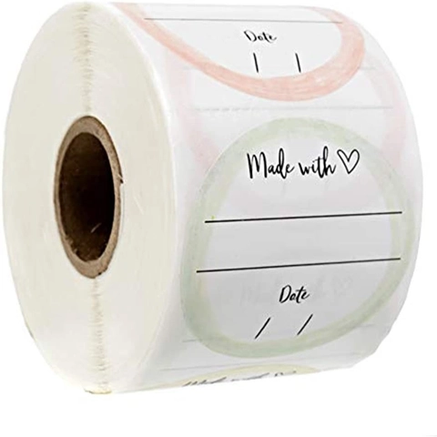 Kraft Paper Canning Labels For Homemade Food Jar Storage Stickers Round Floral Self Adhesive Baking Decoration Gift Label Roll