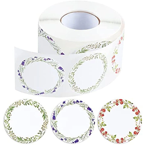 Kraftpapier Thank You Aufkleber Rund Blumenkranz Dekorative Etiketten Für Backen Geschenke Einmachen Scrapbooking Selbstklebend Beschreibbar
