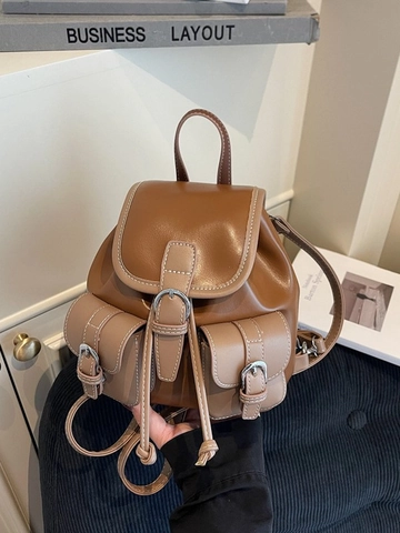 Γυναικείο Vintage PU Δερμάτινο Mini Σακίδιο Πλάτης Με Χρωματική Αντίθεση Μόδα Μικρό Σακίδιο Πλάτης Casual Ταξιδιού για Γυναίκες