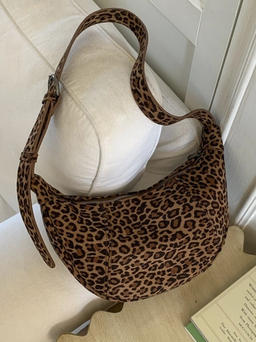 Vintage Wildleder-Imitat Halbmond Tasche Große Kapazität Schulter Achseltasche Damen Street Trend Casual Alltäglich Umhängetasche