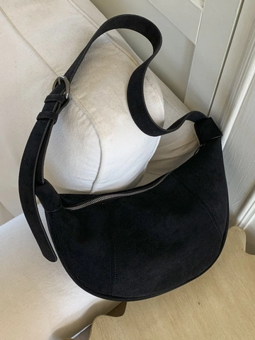 Vintage Wildleder-Imitat Halbmond Tasche Große Kapazität Schulter Achseltasche Damen Street Trend Casual Alltäglich Umhängetasche