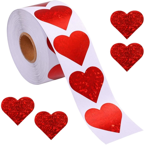 Adesivi Laser a Cuore Rosso per Confezioni Regalo e Decorazioni Festive Etichette Sigillanti Olografiche per Matrimonio