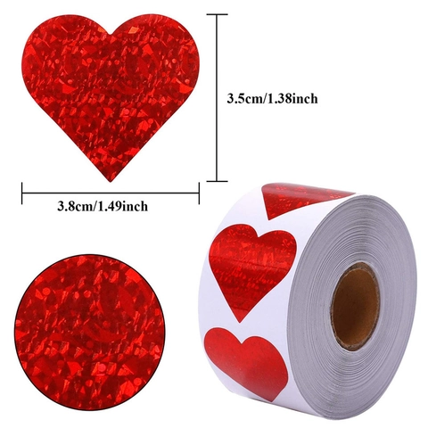 Adesivi Laser a Cuore Rosso per Confezioni Regalo e Decorazioni Festive Etichette Sigillanti Olografiche per Matrimonio