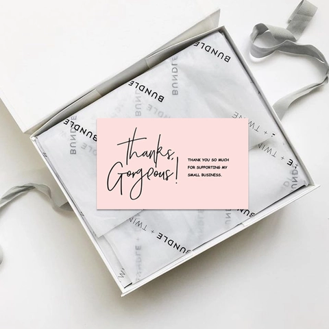 Thank You Supporting My Small Business Cards Blush Pink White Handmade With Love Hearts Business Package Insert Cards