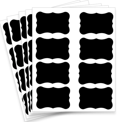 Waterdichte Wisbare Schoolbord Etiket Stickers Voor Keuken Opslag Potten Organisatie Golfvormig Frame Mat Zwart PVC Decals