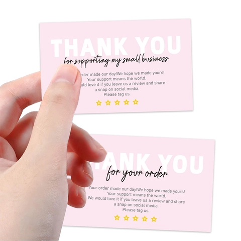 Business Thank You For Your Order Cards Modern Heart Pattern Coated Paper Feedback Appreciation Note For Online Sellers