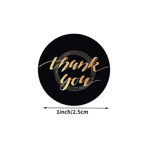 Schwarz Goldfolie Thank You Aufkleber Rolle Für Small Business Verpackung Siegel Etiketten Rund Gestrichenes Papier Deko Sticker