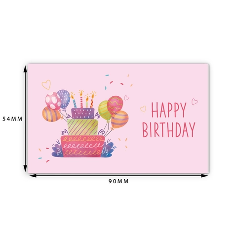 50Pcs Happy Birthday Sticker Labels Pink Watercolor Cake Balloon Self Adhesive Seals For Gift Card Envelope Decoration Art Paper