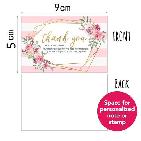 Business Thank You Cards For Supporting My Small Business Coated Paper Floral Geometric Heart Greeting Label Cards