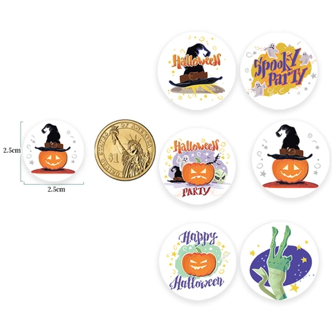 Rotolo di Adesivi di Halloween per Bambini Zucca Fantasma Animali Etichette Autoadesive Decorative per Festa di Halloween