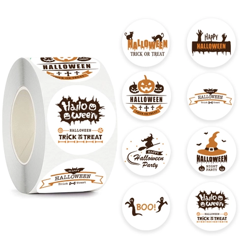 Rotolo di Adesivi Decorativi per Halloween Etichette Festival in Carta Adesiva per Confezioni Regalo per Bambini Festa