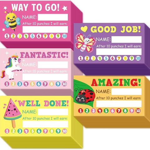 50 Pezzi Schede di Ricompensa Per Bambini Aula Scuola Comportamento Incentivo Monitoraggio Obiettivi Motivazionali Cartoni Animati Colorati Schede di Ricompensa
