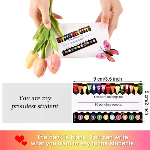 Tarjetas de Recompensa Coloridas para Seguimiento del Comportamiento Estudiantil Diseño de Diez Agujeros Útiles Escolares Tarjeta Premio Maestro