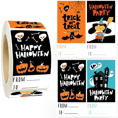 Halloween Cartoon Animal Pumpkin Ghost Adhesive Gift Wrapping Decorative Thank You Sticker Labels For Party Holiday Decor
