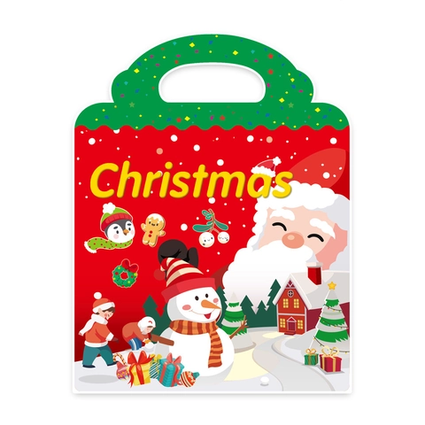 Libro di Attività con Adesivi Fai-da-te di Natale per Bambini Babbo Natale Pupazzo di Neve Renna Adesivi Decorativi per Feste e Giochi